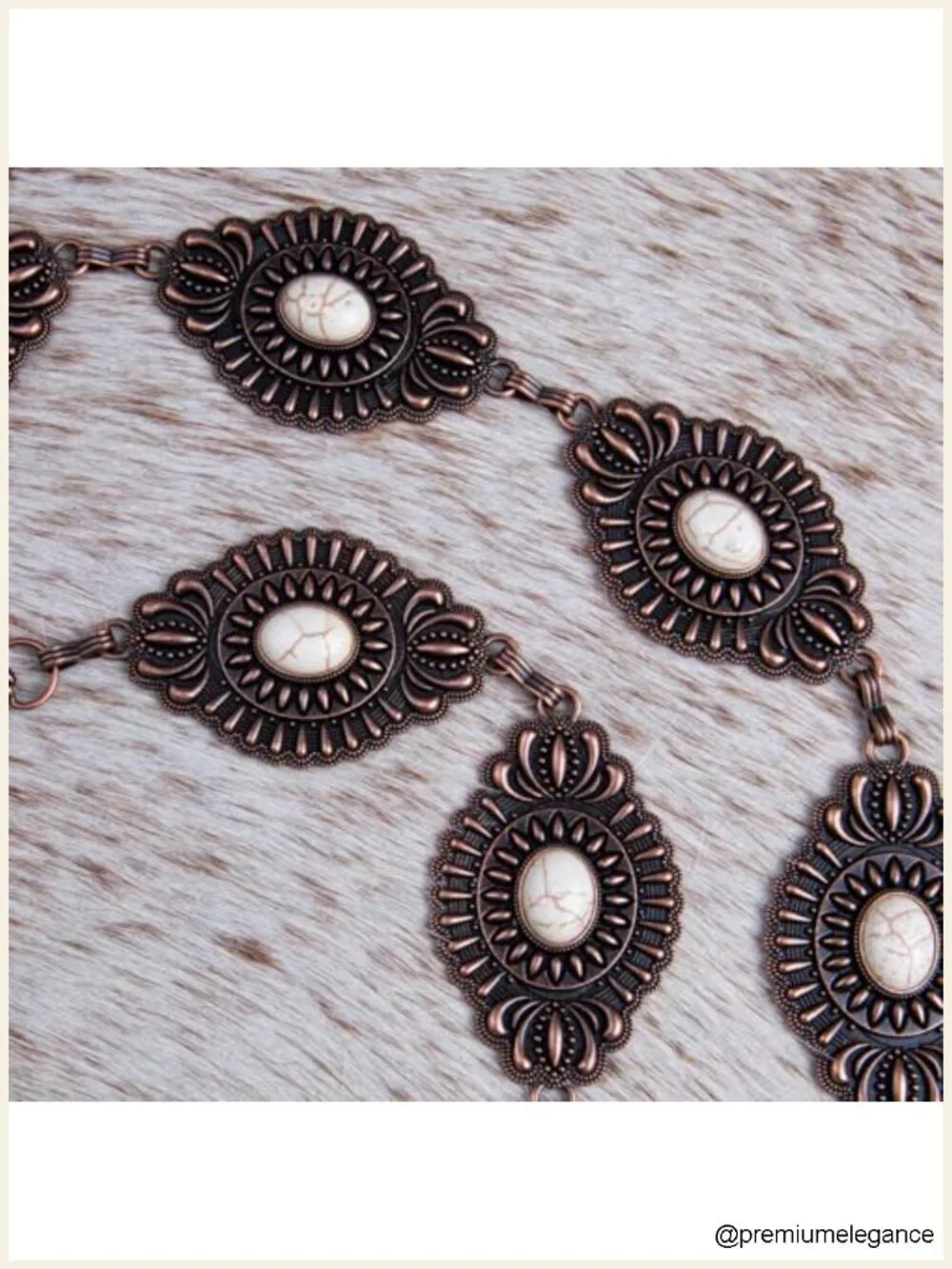 Vintage Style Western Concho Metal Belt with Turquoise Accents